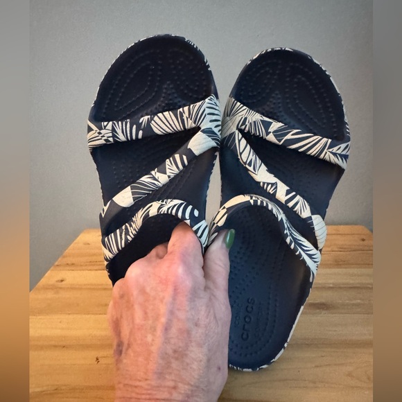 CROCS Navy and White Patterned Sandals - Picture 7 of 8